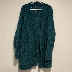 Free People Deep Teal Long Cardigan Sweater - Women’s L